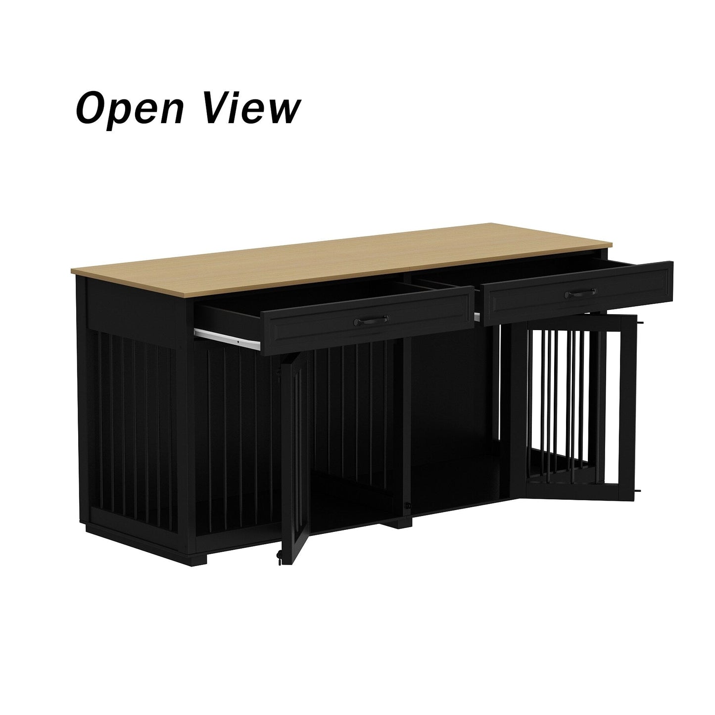 Furniture Style Dog Crate, 64.5 Inch Wooden Large Dog Kennel