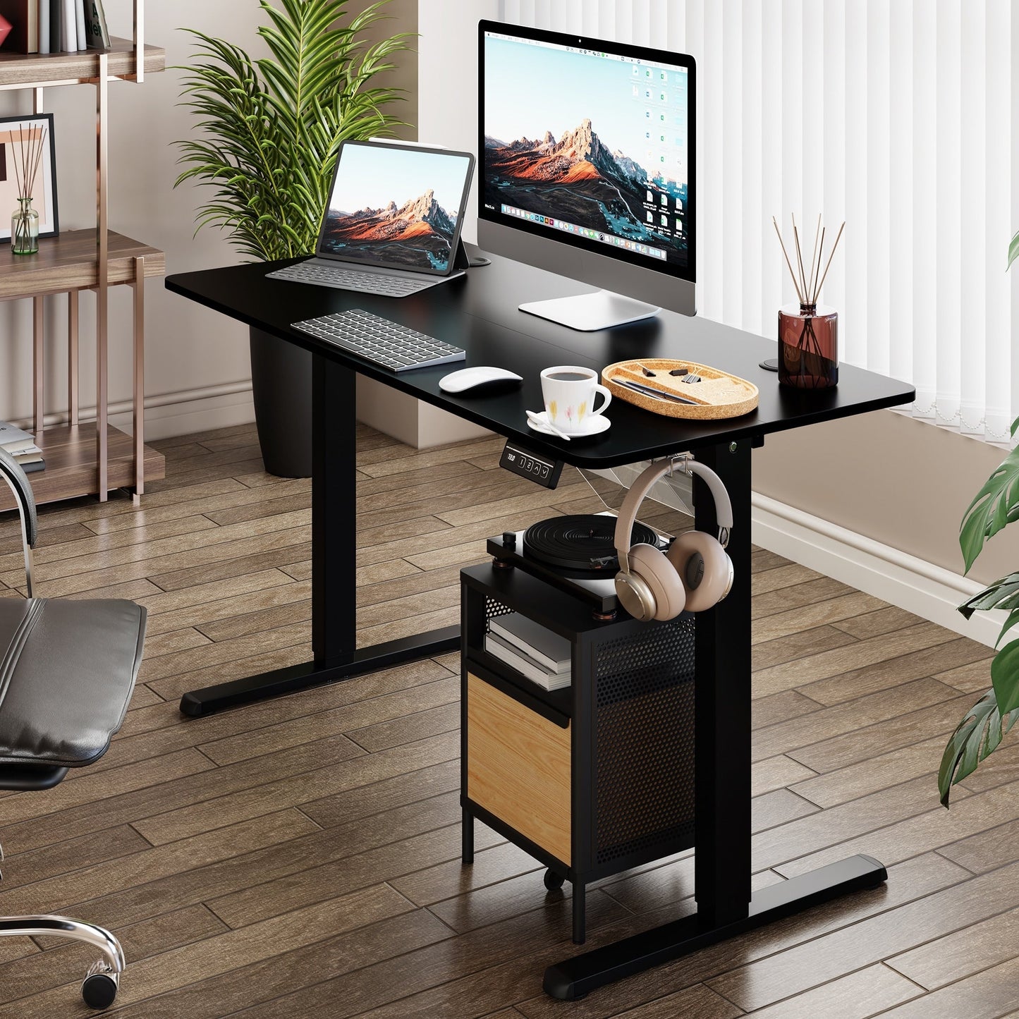 Futzca Height Adjustable Electric Standing Desk Sit Stand Computer Stand up Desk with Splice Board