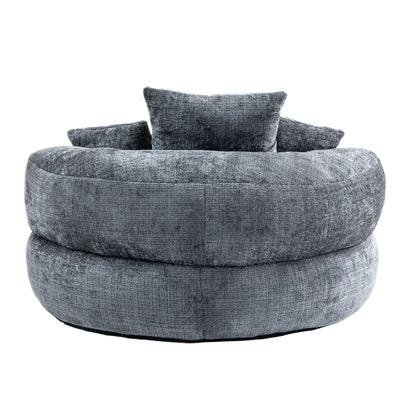 Gray Oversized 42.52 Chenille Lazy Bean Bag Single Sofa with Three Pillows for Bedroom