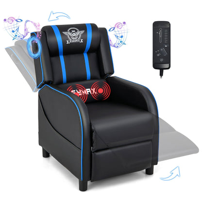 Gymax Massage Gaming Recliner Chair PU Leather Single Recliner Sofa