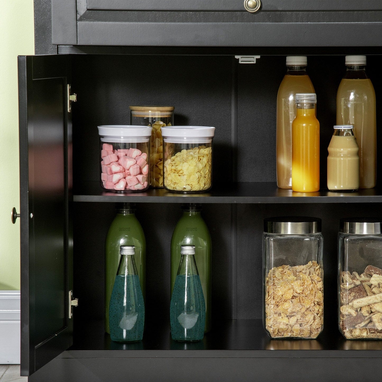 HOMCOM Modern Sideboard Buffet Cabinet with Storage Cupboards, 2 Drawers and Adjustable Shelves, Black