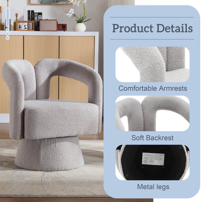 HOMEFUN Boucle Upholstered 360 Degree Swivel Cuddle Barrel Accent Chairs