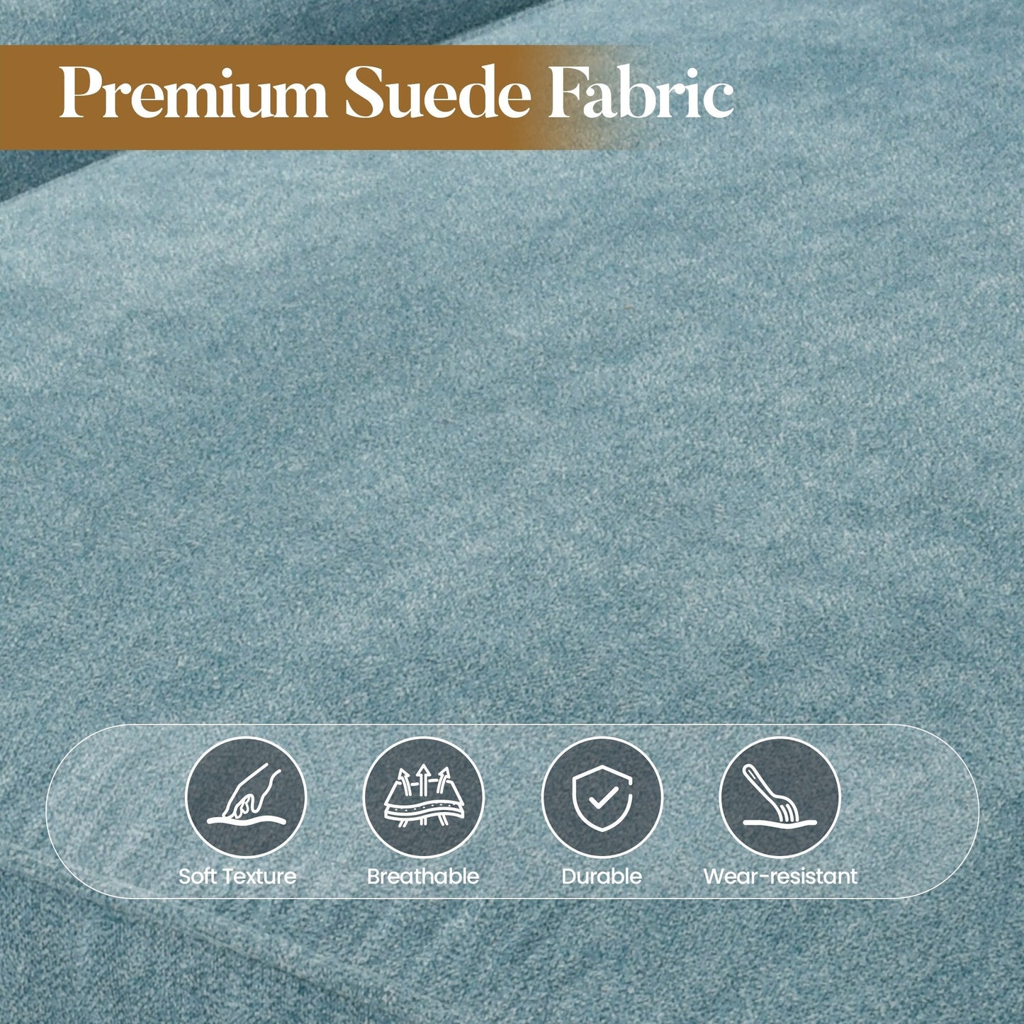 HOOOWOOO Mid-Century 3-Seat Upholstered Sofa with Wood Legs for Living Room