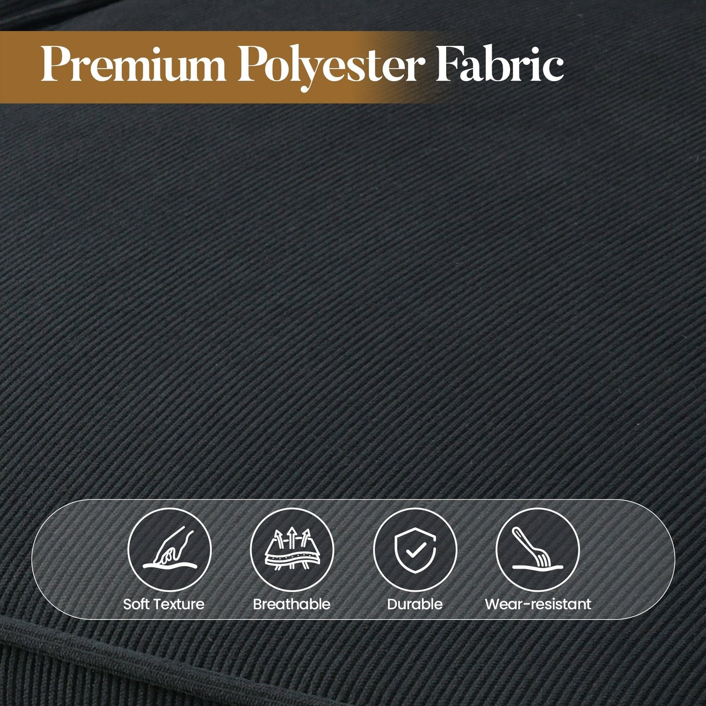 HOOOWOOO Mid-Century 3-Seat Upholstered Sofa with Wood Legs for Living Room