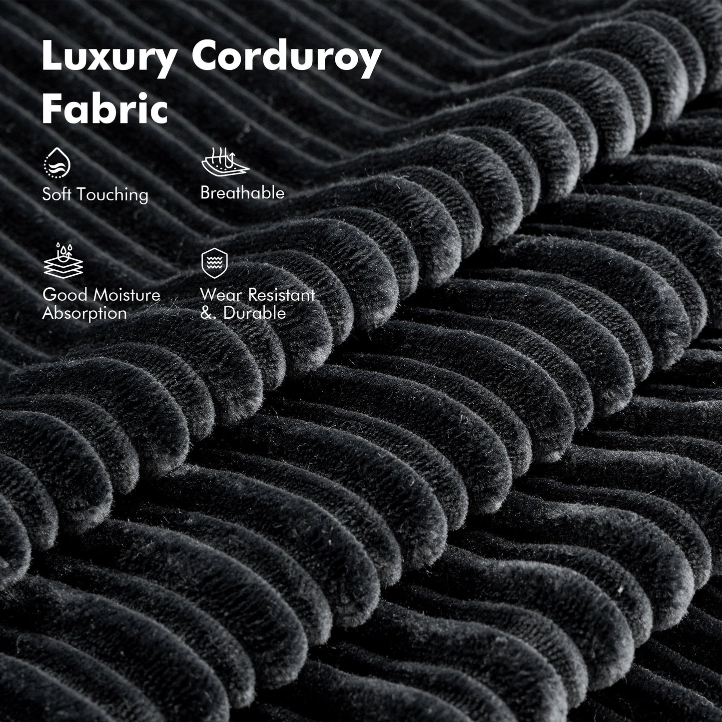 HOOOWOOO Modern Corduroy Fabric Folding Sofa Couch