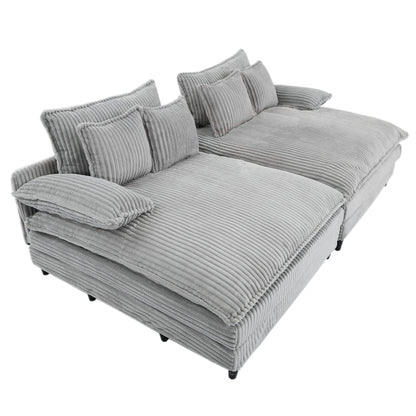 Harmonia 109 W Oversized Corduroy Sofa Bed, Deep Seat Double Lounge Chaise with 4 Pillows