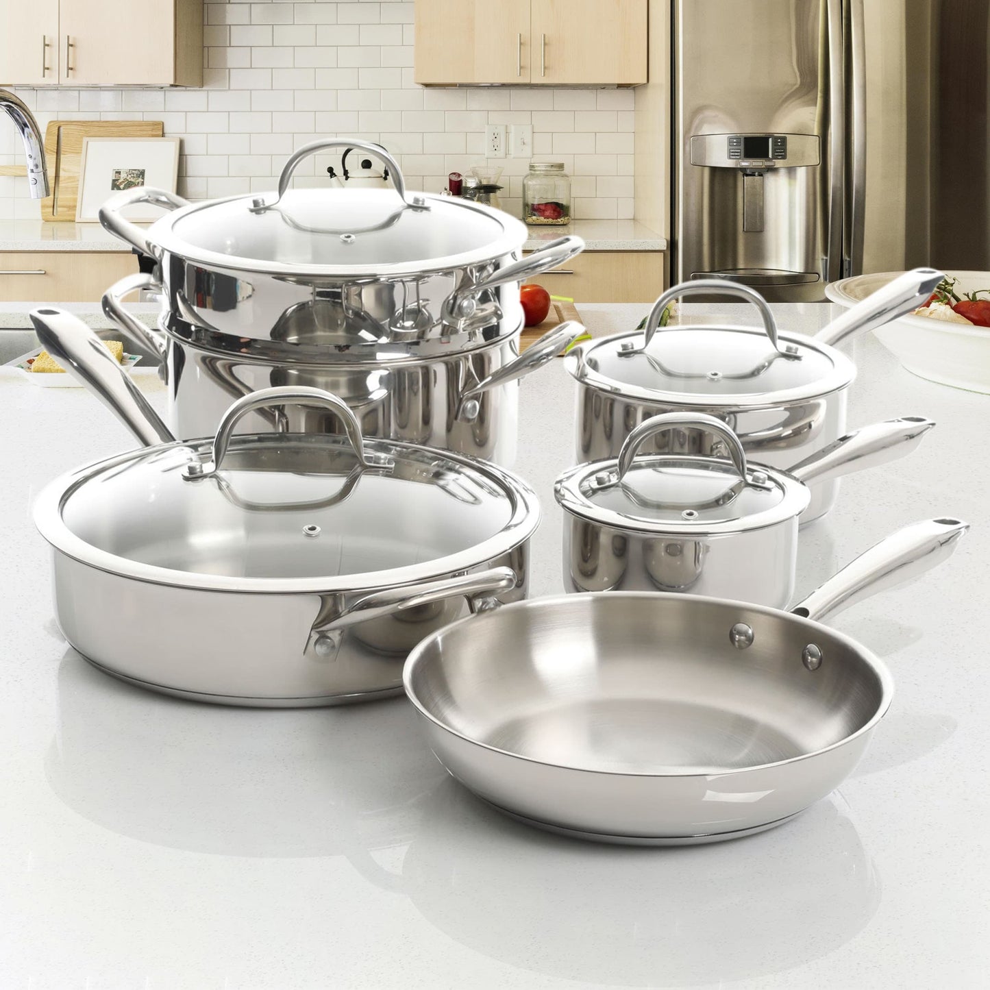 Heavy Duty Stainless Steel Cookware 10 Piece Set