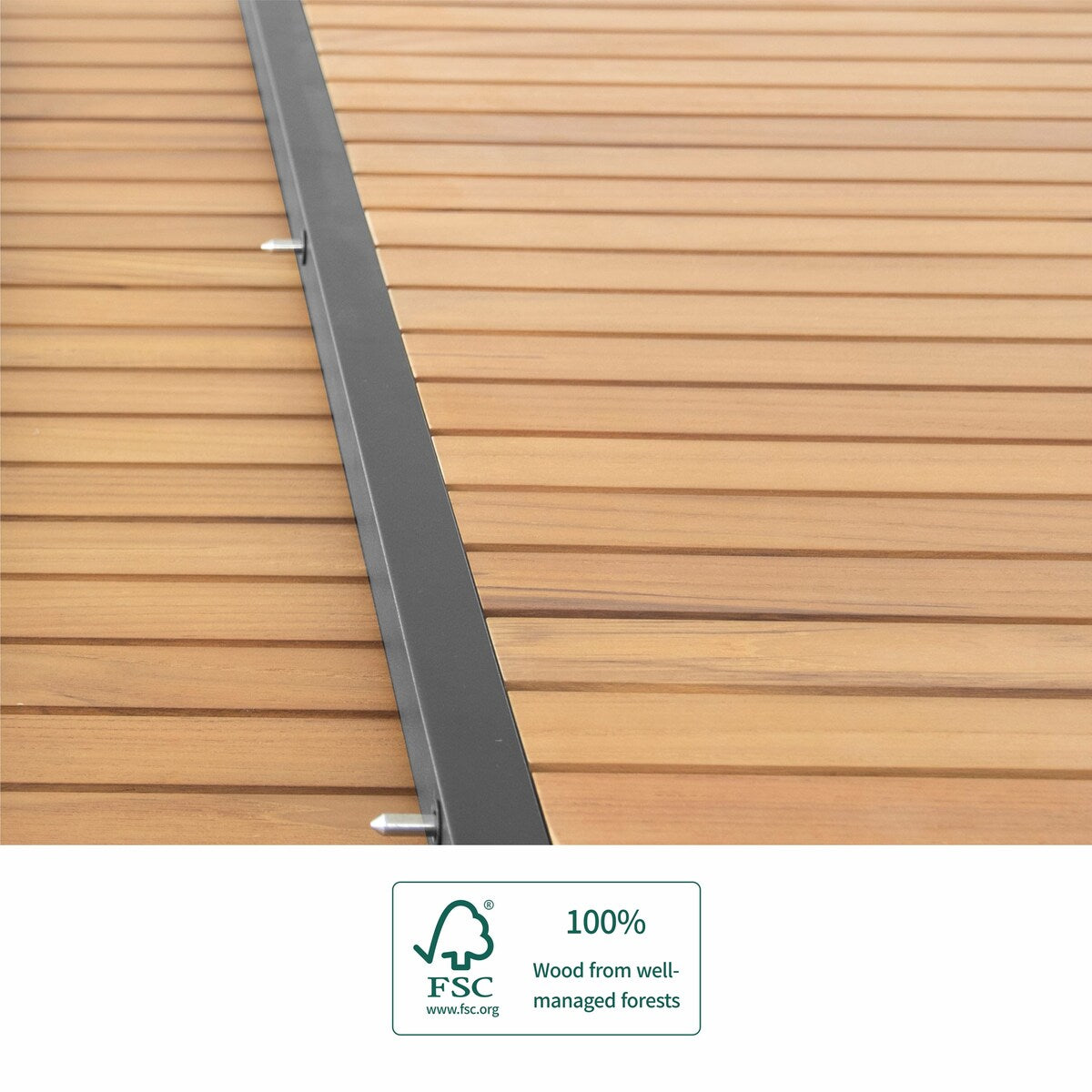 Heck 13 Pieces FSC Teak Aluminum Outdoor Dining Set for 12 Person, Extendable Table and Stackable Chair, Charcoal Black