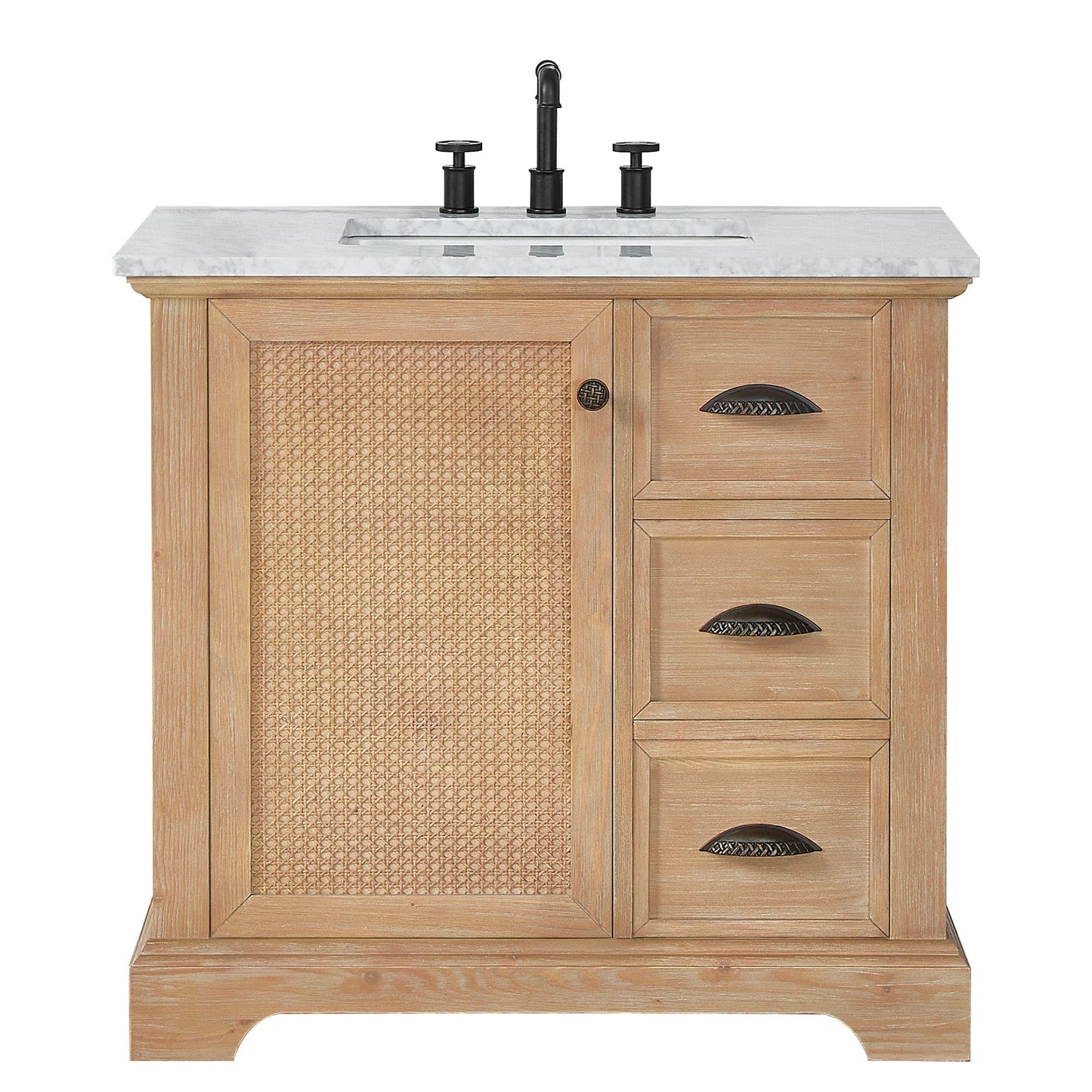 Hervas Bath Vanity with Natural Marble Top without Mirror