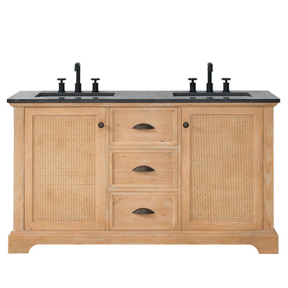 Hervas Bath Vanity with Natural Marble Top without Mirror