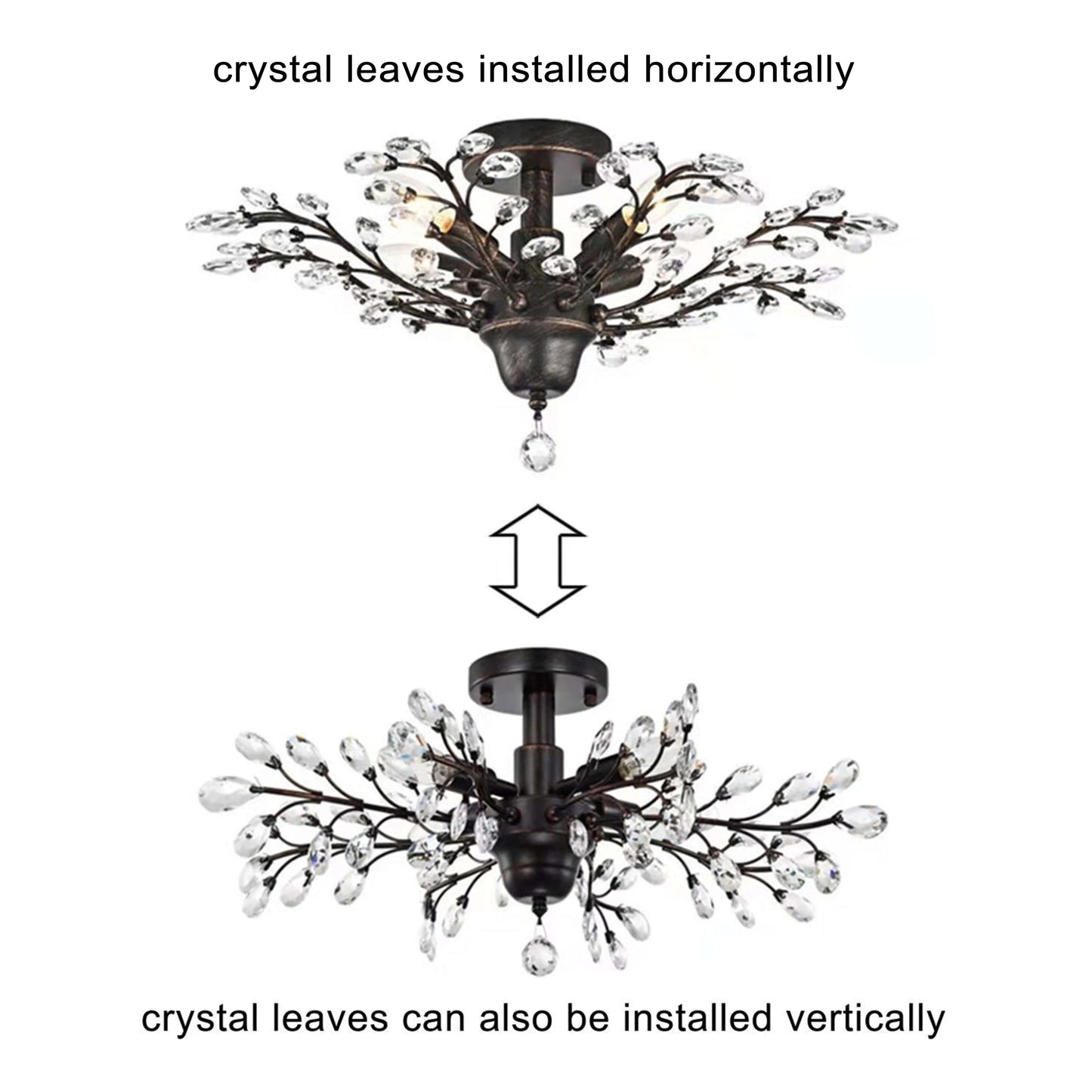 Holly 4-light Crystal Leaves Flush Mount