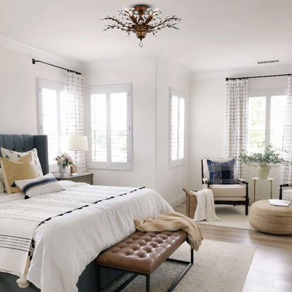 Holly 4-light Crystal Leaves Flush Mount