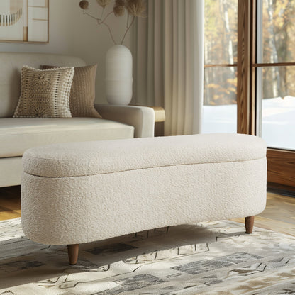 INK IVY Bailey Boucle-Style Curved Storage Accent Bench