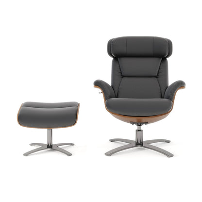 Jovan 31.5 Genuine Leather Recliner Lounge Chair with Ottoman