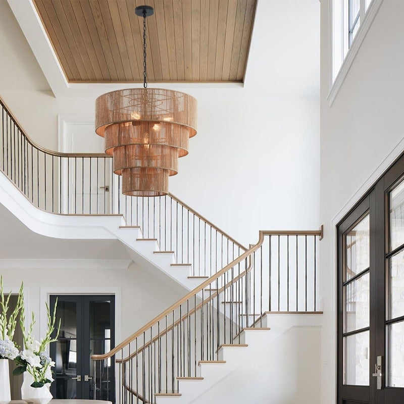 KAWOTI Width 26 5-Light 4-Tiered Bohemian Pendant Light