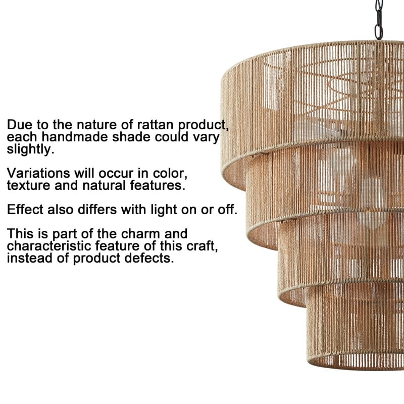 KAWOTI Width 26 5-Light 4-Tiered Bohemian Pendant Light