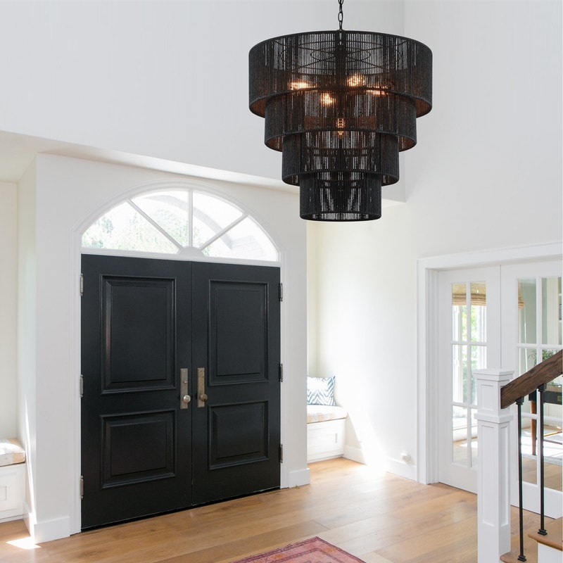 KAWOTI Width 26 5-Light 4-Tiered Bohemian Pendant Light