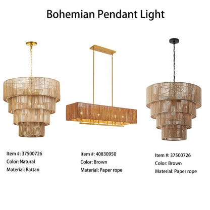 KAWOTI Width 26 5-Light 4-Tiered Bohemian Pendant Light