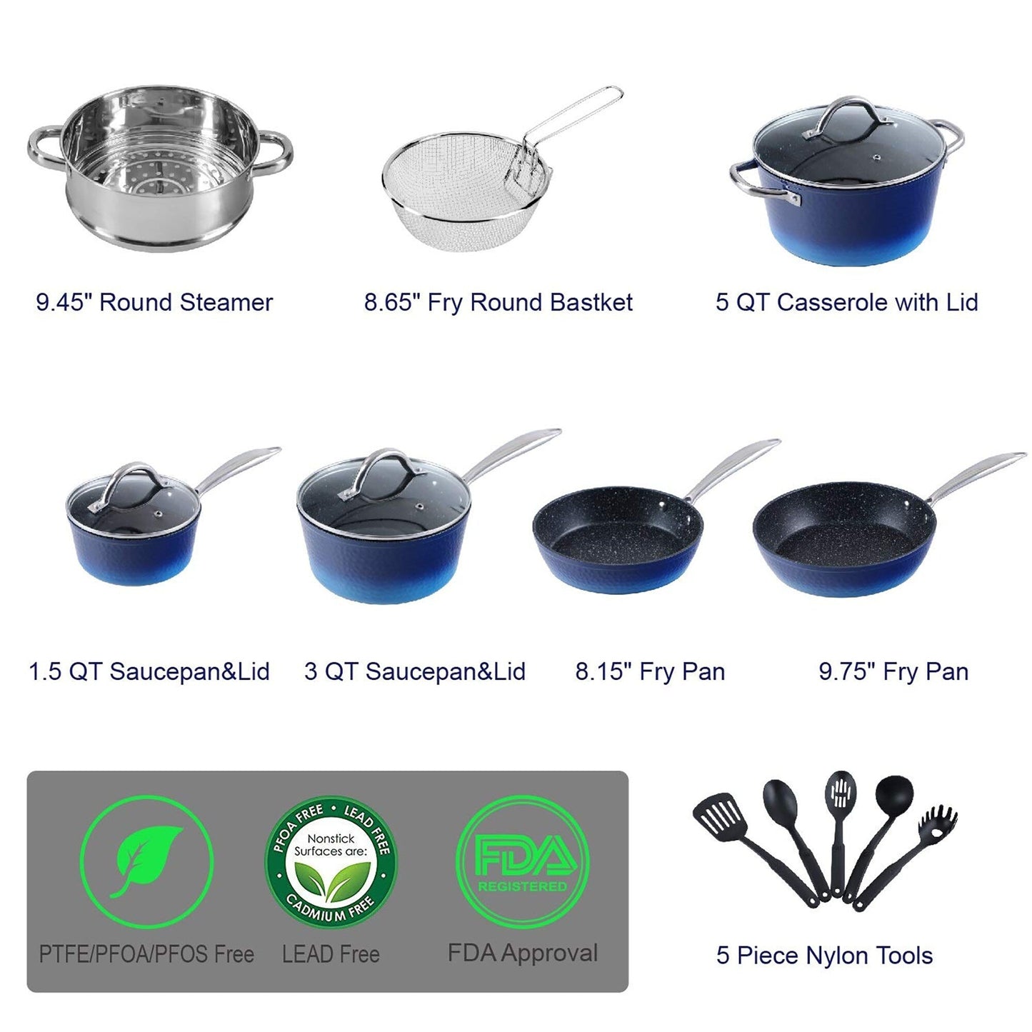 Kitchen Granite Cookware Set, Cooking Pans Set Non-Stick Pots 12/15/30-piece Set