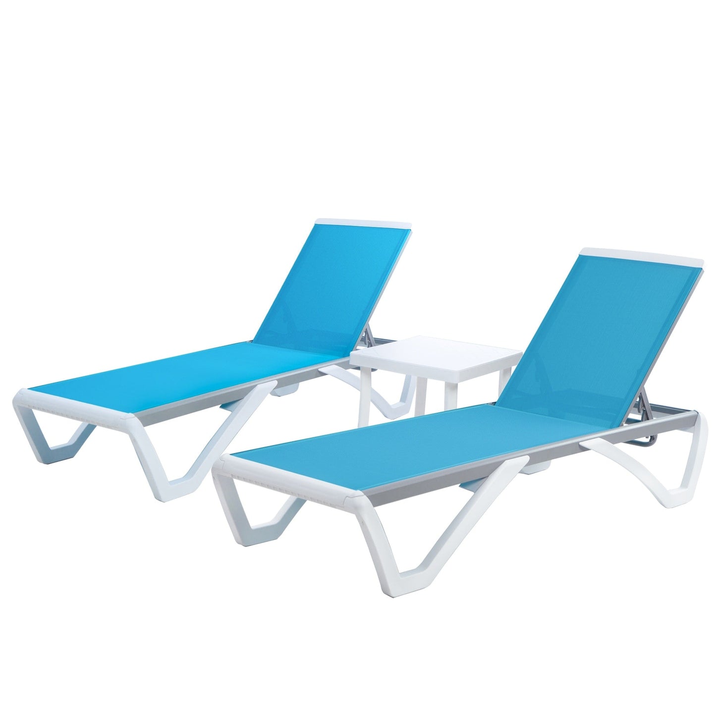 Kozyard Alan Full Flat Aluminum and Polypropylene Resin Legs Patio Reclining Adjustable Chaise Lounge