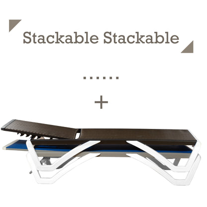 Kozyard Alan Full Flat Aluminum and Polypropylene Resin Legs Patio Reclining Adjustable Chaise Lounge