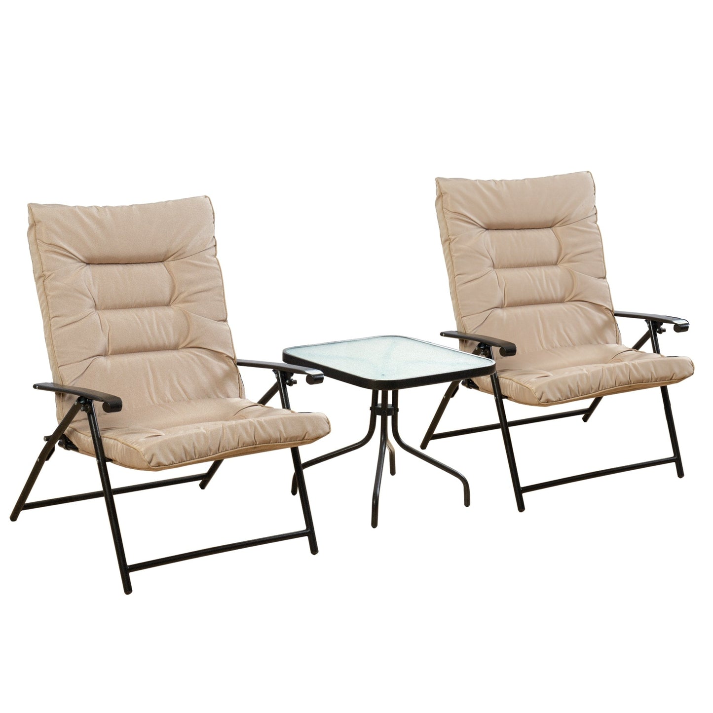 Kozyard Elsa 3 Pieces Outdoor Patio Furniture Padded Folding Bistro-Sets