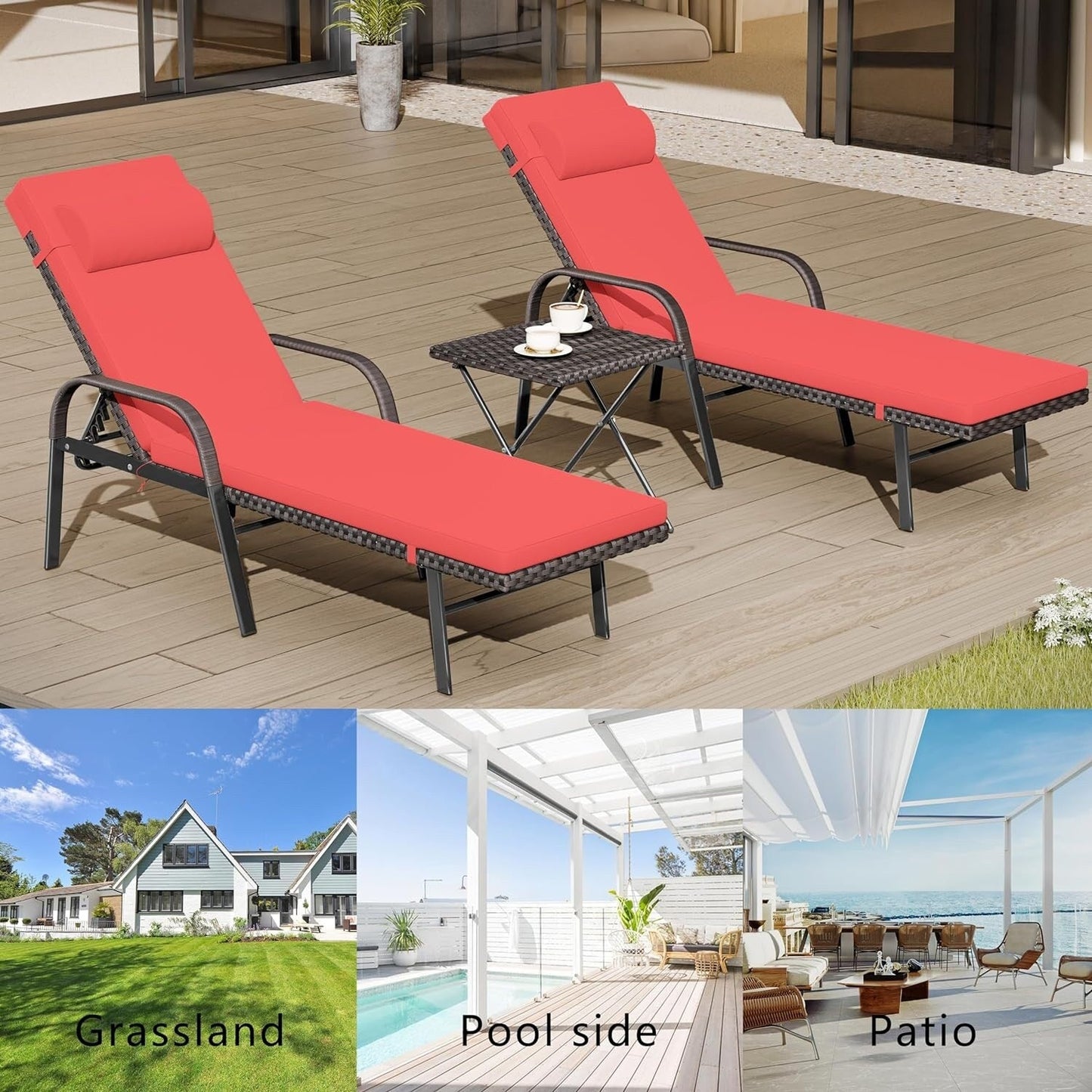 Kullavik 3-PiecesOutdoor Chaise Lounge Set