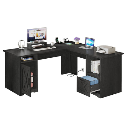 Moasis L Shaped Gaming Desk 59-Inch Computer Corner Desk with Monitor Stand