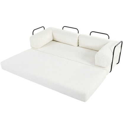 L-Shaped Modular Sofa Bed in Corduroy Fabric