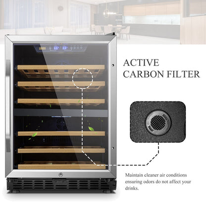 Lanbo 24 Inch Built-in Dual Zone Compressor Wine Cooler, 44 Bottle