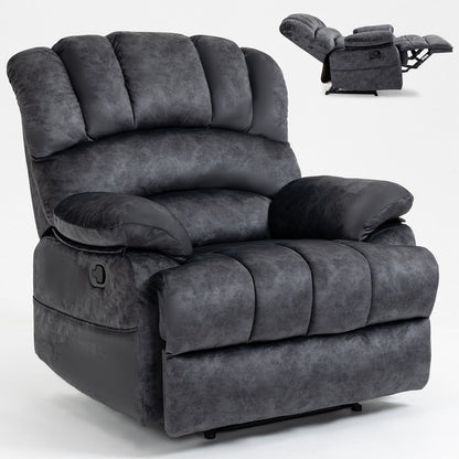 Large Manual Recliner Chair for Adult, Comfortable Fabric Single Recliner Sofa, Overstuffed Reclining Chair for Living Room