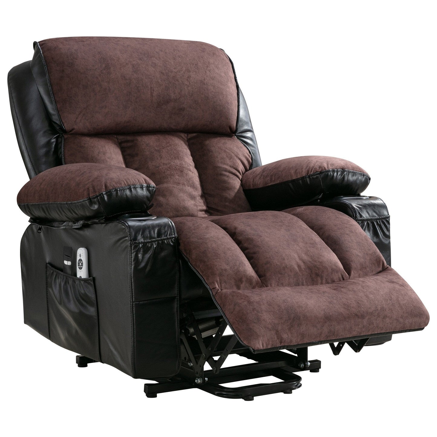 Large Power Lift Recliner Chair with Heat and 8-Point Massage - Remote Control, USB Port