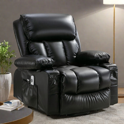 Large Power Lift Recliner Chair with Heat and 8-Point Massage - Remote Control, USB Port