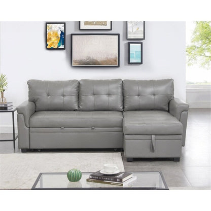 Convertible Reversible Sectional Sofa with Pull-Out Sleeper Bed, Hidden Storage Chaise, and Durable Legs