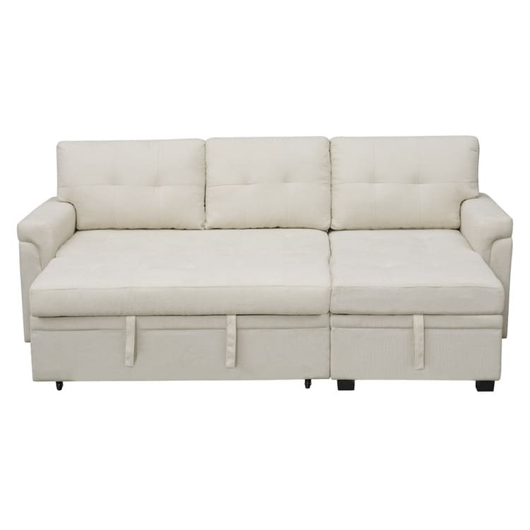Convertible Reversible Sectional Sofa with Pull-Out Sleeper Bed, Hidden Storage Chaise, and Durable Legs