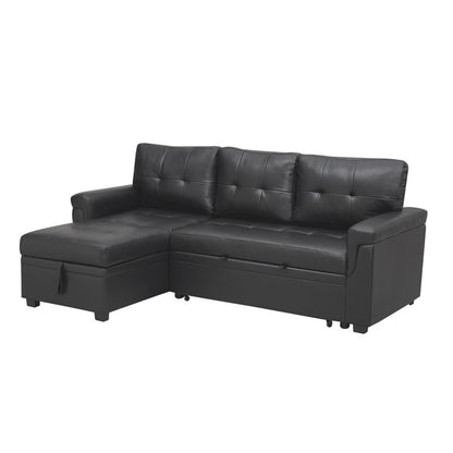 Convertible Reversible Sectional Sofa with Pull-Out Sleeper Bed, Hidden Storage Chaise, and Durable Legs