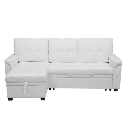 Convertible Reversible Sectional Sofa with Pull-Out Sleeper Bed, Hidden Storage Chaise, and Durable Legs