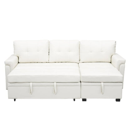 Convertible Reversible Sectional Sofa with Pull-Out Sleeper Bed, Hidden Storage Chaise, and Durable Legs