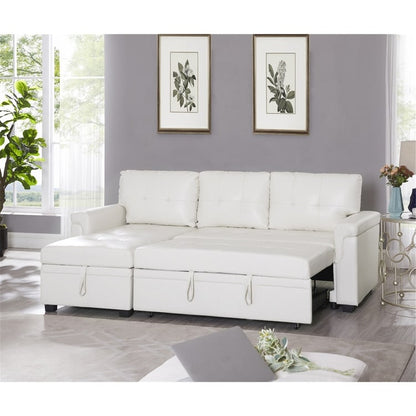 Convertible Reversible Sectional Sofa with Pull-Out Sleeper Bed, Hidden Storage Chaise, and Durable Legs