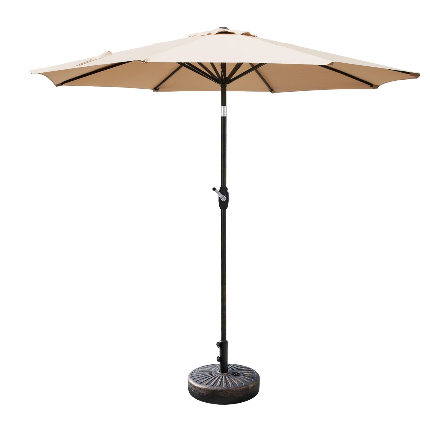 Lopes 9-foot Patio Umbrella with Bronze Finish Base Weight Stand Included