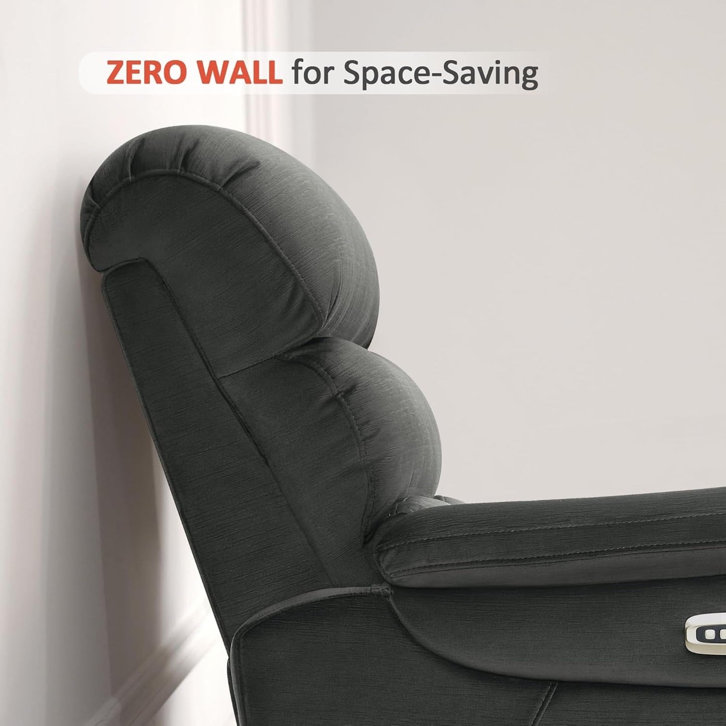 MCombo Zero Wall-Hugger Power Recliner Chair with Adjustable Headrest, Perfect for Small Spaces and RV, Fabric ST257