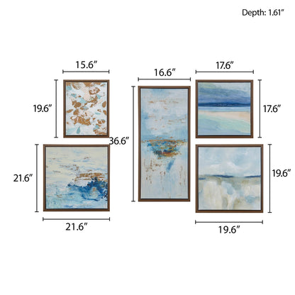 Madison Park Blue Horizon 5-piece Gallery Framed Canvas Wall Art Set
