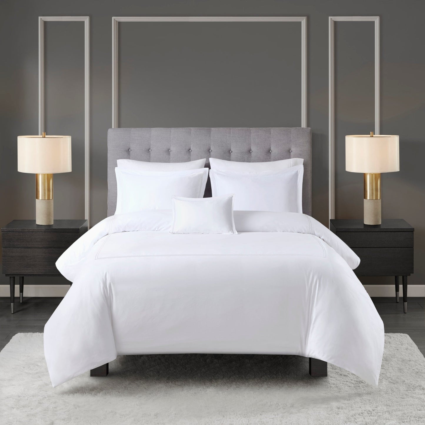 Madison Park Signature 500 Thread Count Luxury Collection 100% Cotton Sateen Embroidered Duvet Cover Set