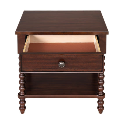 Madison Park Signature Beckett Turned Wood Spindle Nightstand with Drawer & Shelf