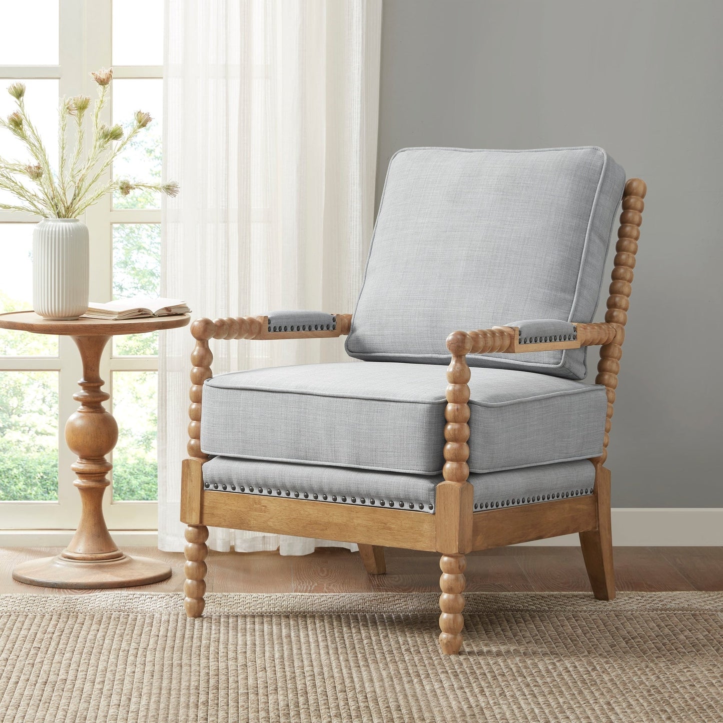 Madison Park Donohue Turned Wood Frame Armchair