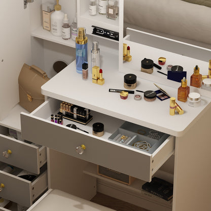 Makeup Vanity Set with Mirror and stool