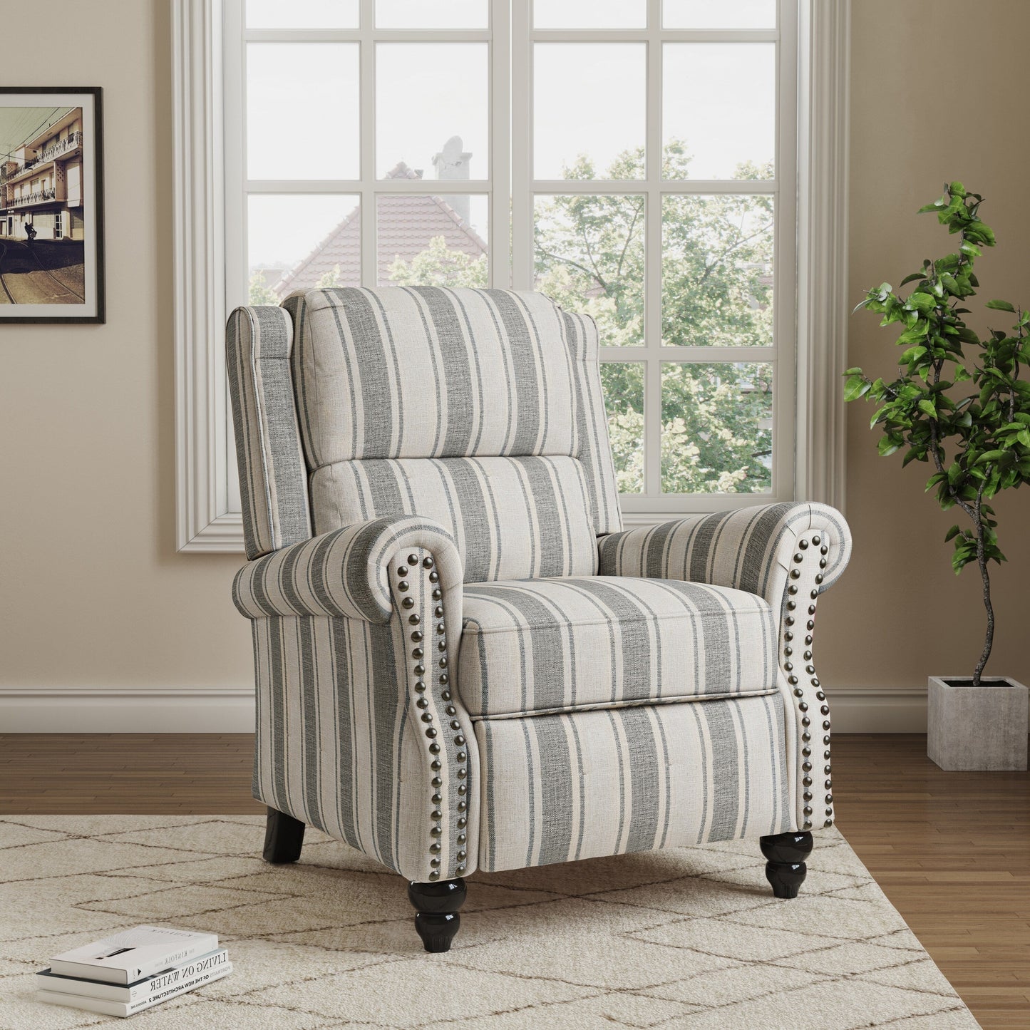 Manual Pushback Recliner Chairs with Nailhead Trim