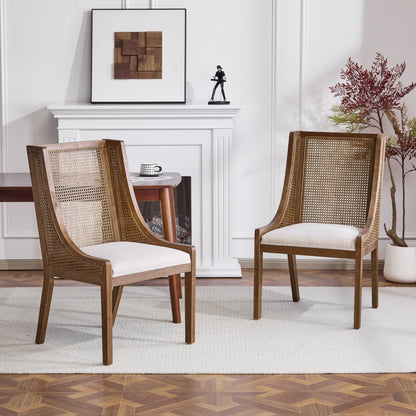 Maurers Cane and Wood Upholstered Dining Chairs (Set of 2) by Christopher Knight Home