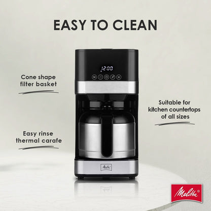 Melitta Aroma Tocco 8-Cup Drip Coffee Maker with Thermal Carafe and Touch Control Display