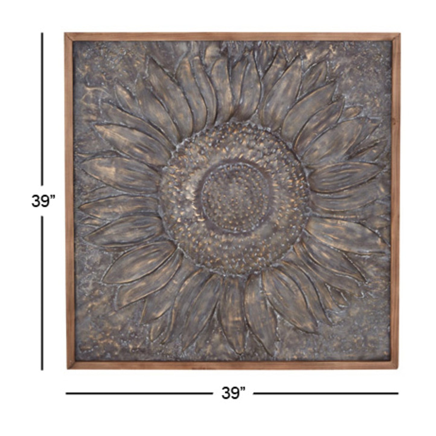 Metal Floral Sunflower Wall Decor with Embossed Details - Gray - Roche River Decor